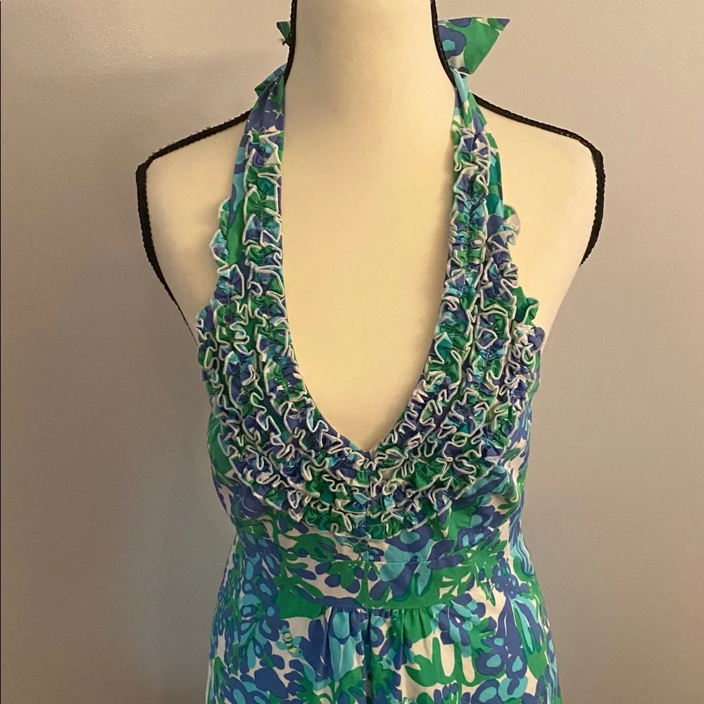 Lilly Pulitzer size zero cotton halter dress excellent condition - Picture 2 of 12